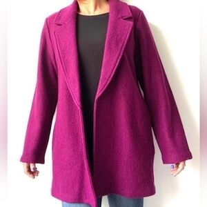 Rachel Zoe Women's Boucle Purple Coat, Wool Blend Sz L, EUC